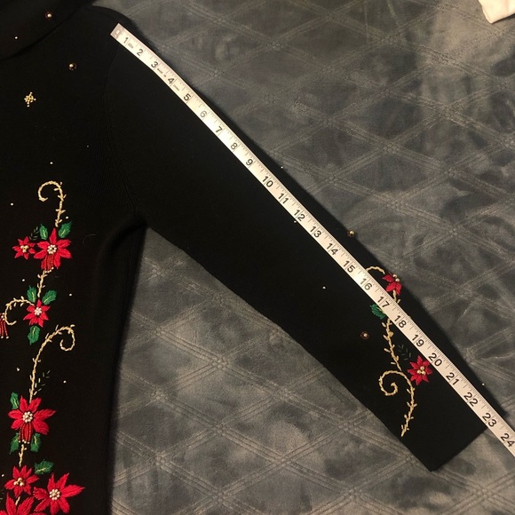 Beaded Vintage Embroidered Holiday Cowl Neck Sweater - Picture 9 of 12